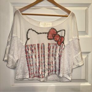 Hello Kitty X Public Library Sanrio White Medium  Spellout Crop Top 2009